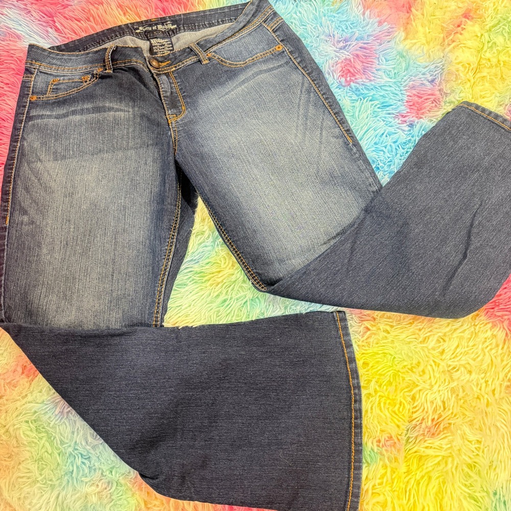 Source of Wisdom Bootcut Jeans Women Size 16 Blue Stretch Denim